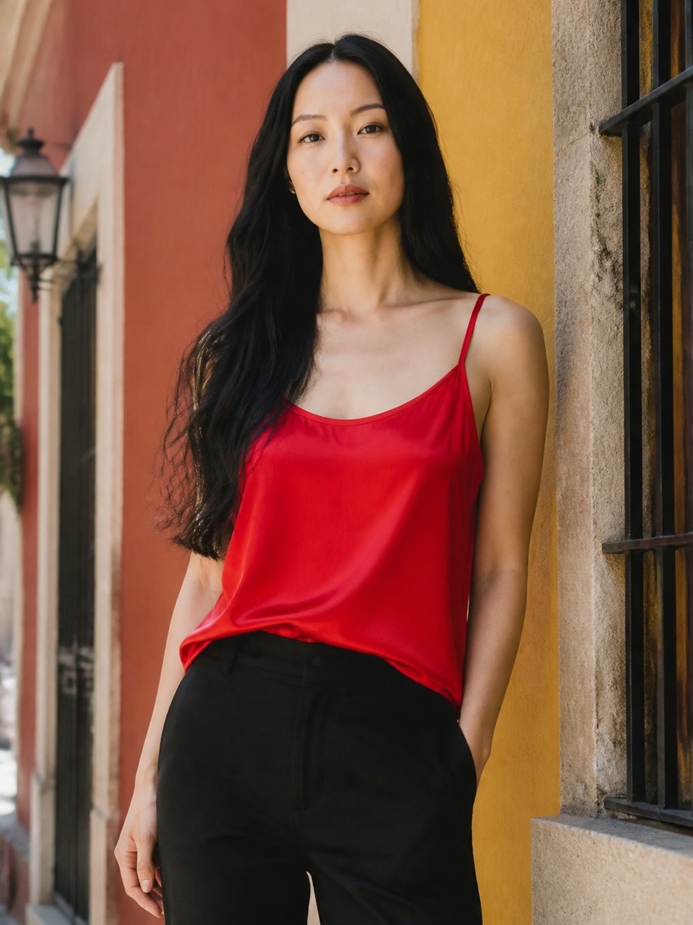 NWT Closed Red Silk Slip Cami Blouse